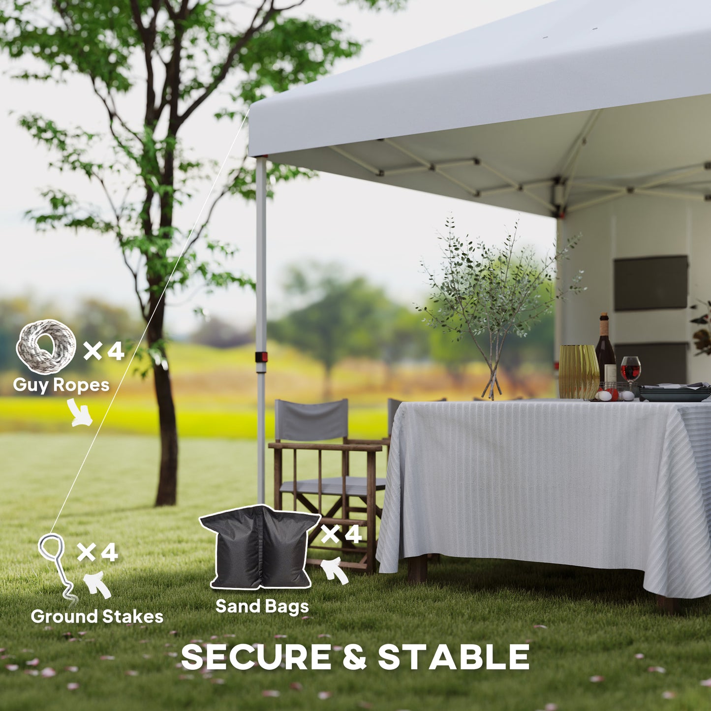 10' x 10' Pop Up Canopy Tent w/ Sidewall, UPF50+ Height Adjustable Instant Sun Shelter w/ Storage Pockets, White