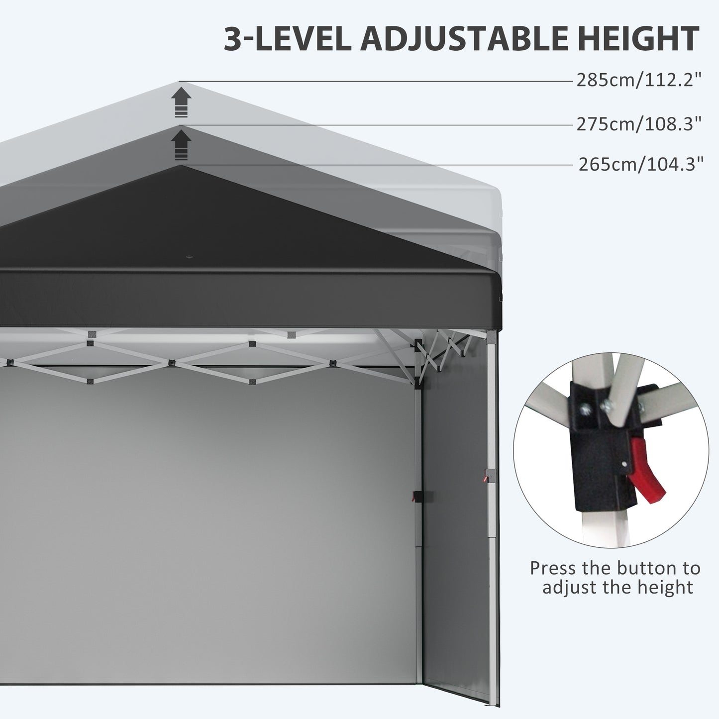 10' x 10' Pop Up Canopy Tent with 3 Sidewalls, Leg Weight Bags and Carry Bag, Height Adjustable, Instant Party Tent Event Shelter Gazebo for Garden, Patio, Black