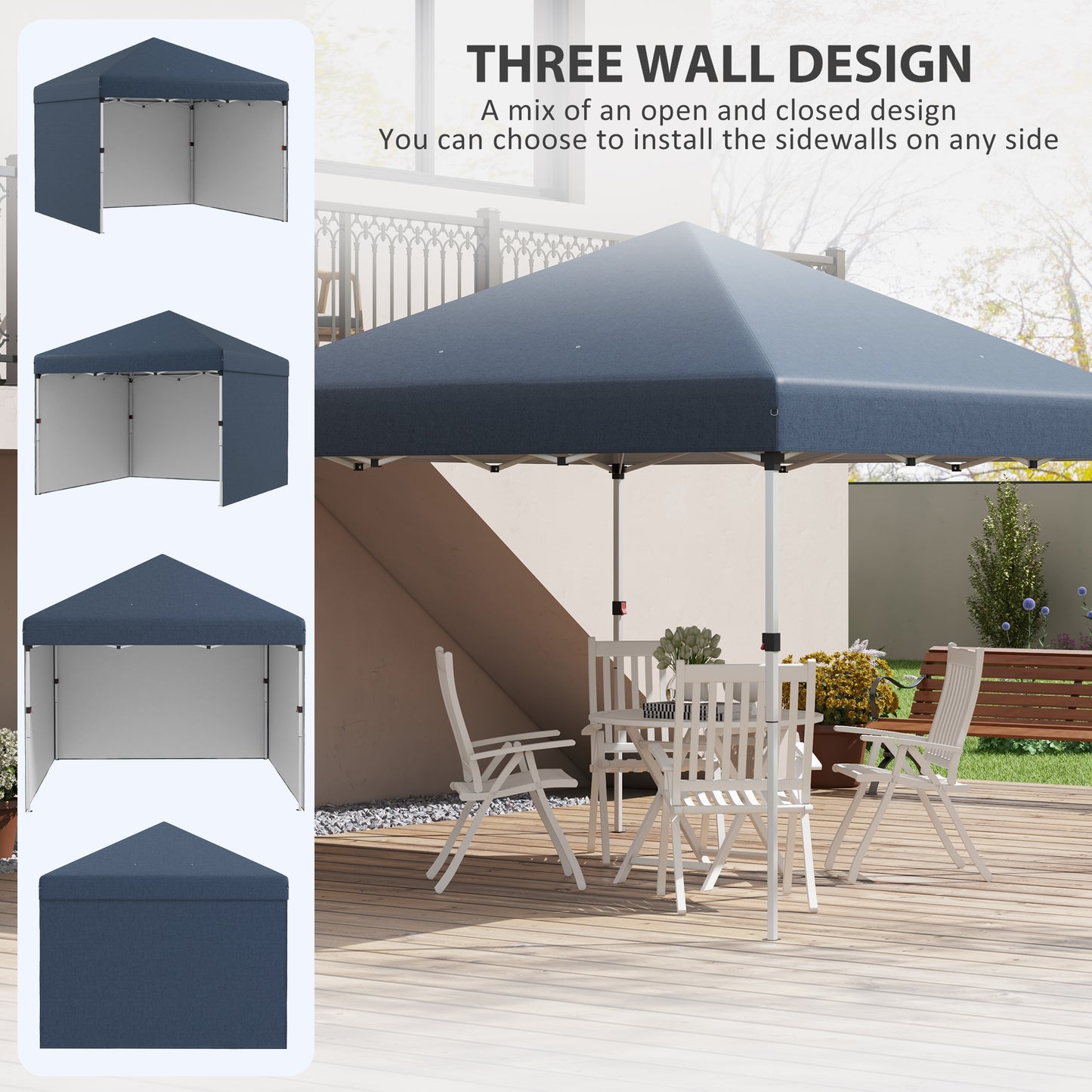 10' X 10' Pop Up Canopy With Sidewalls, Weight Bags And Carry Bag, Height Adjustable Tent For Parties, Navy